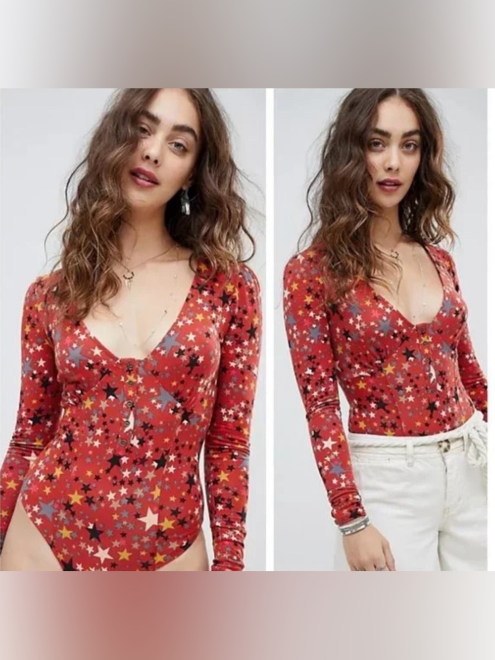 FREE PEOPLE Girls Like Us Red Star Bodysuit - Picture 2 of 10